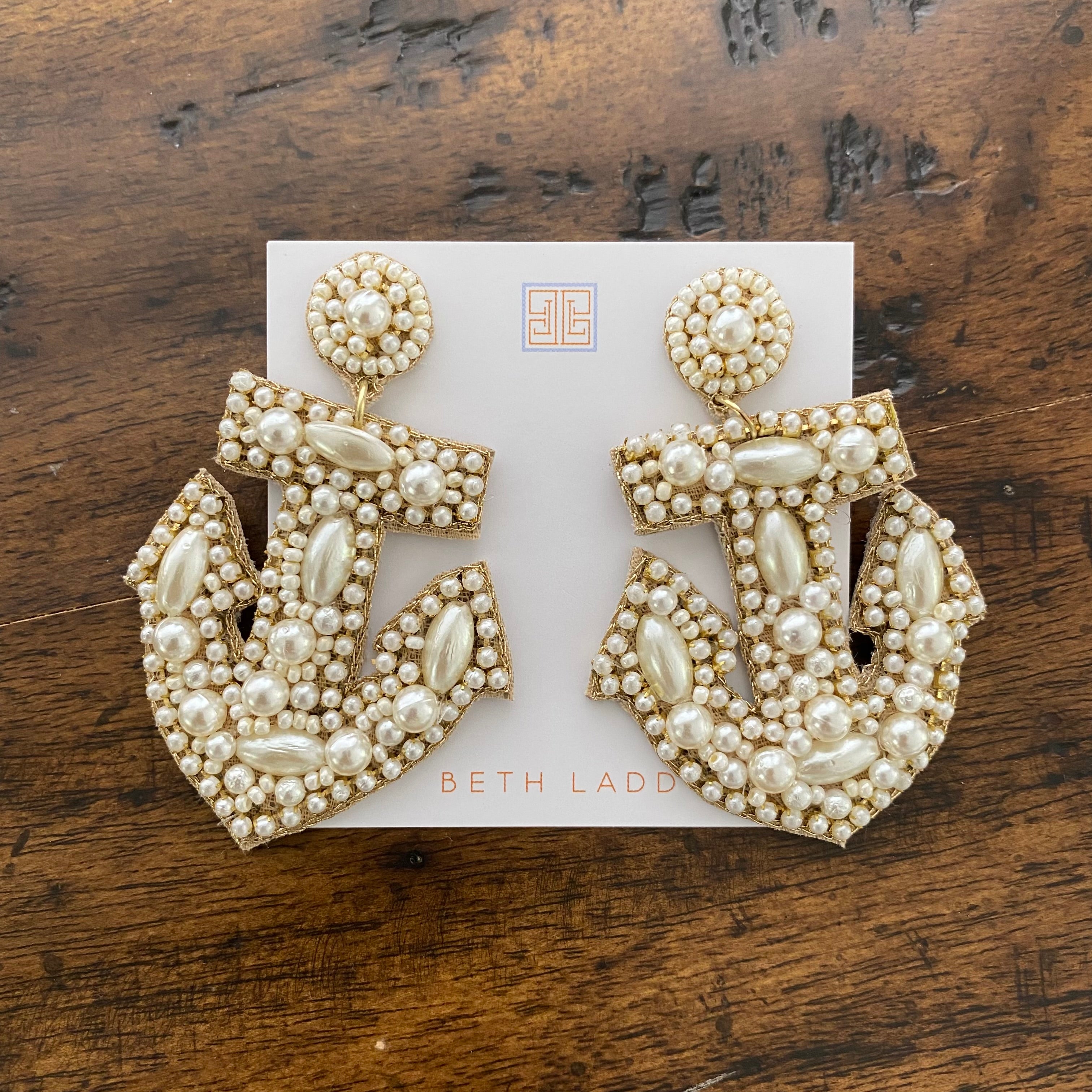 Pearl Anchor Earrings