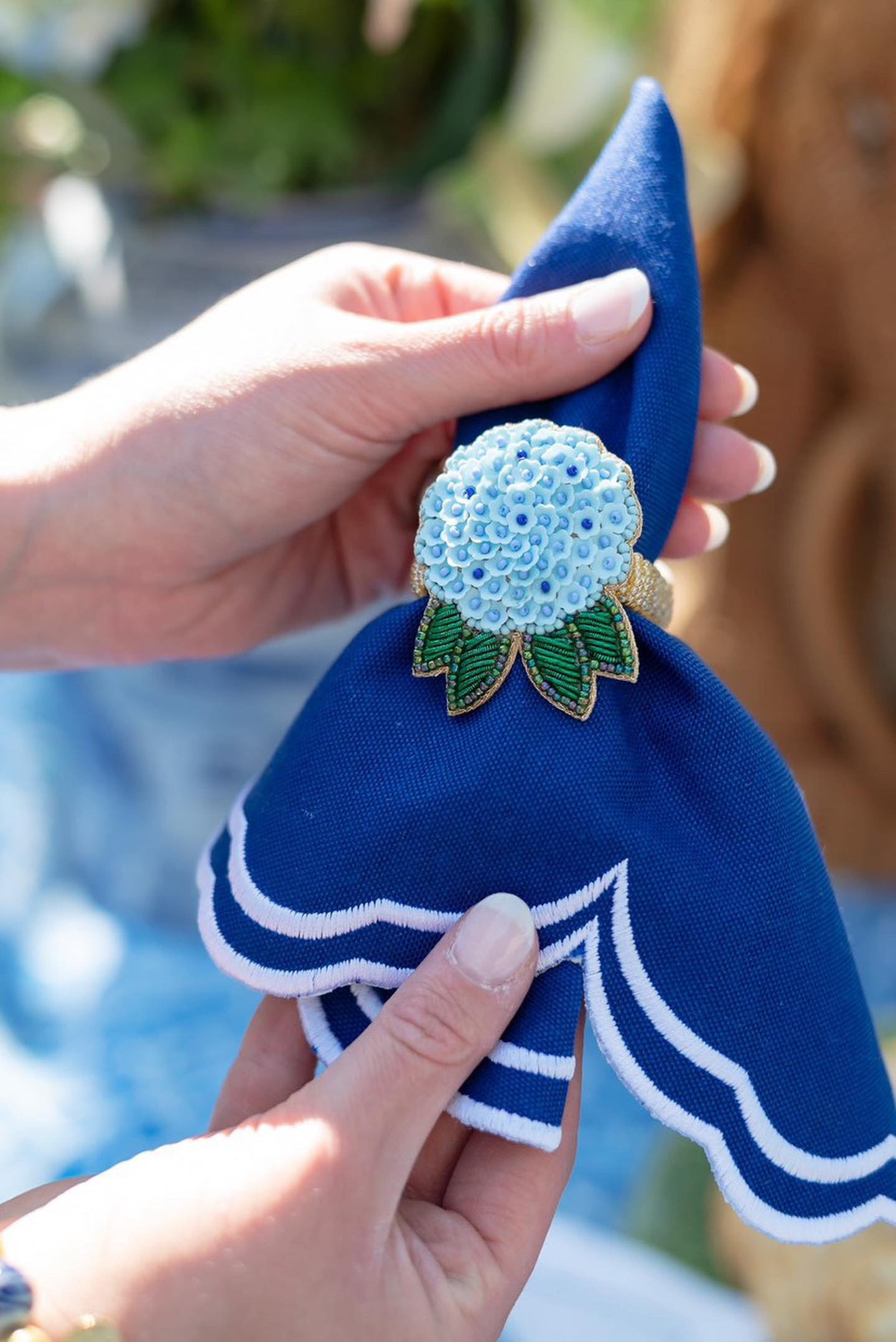 Blue Hydrangea Napkin Ring