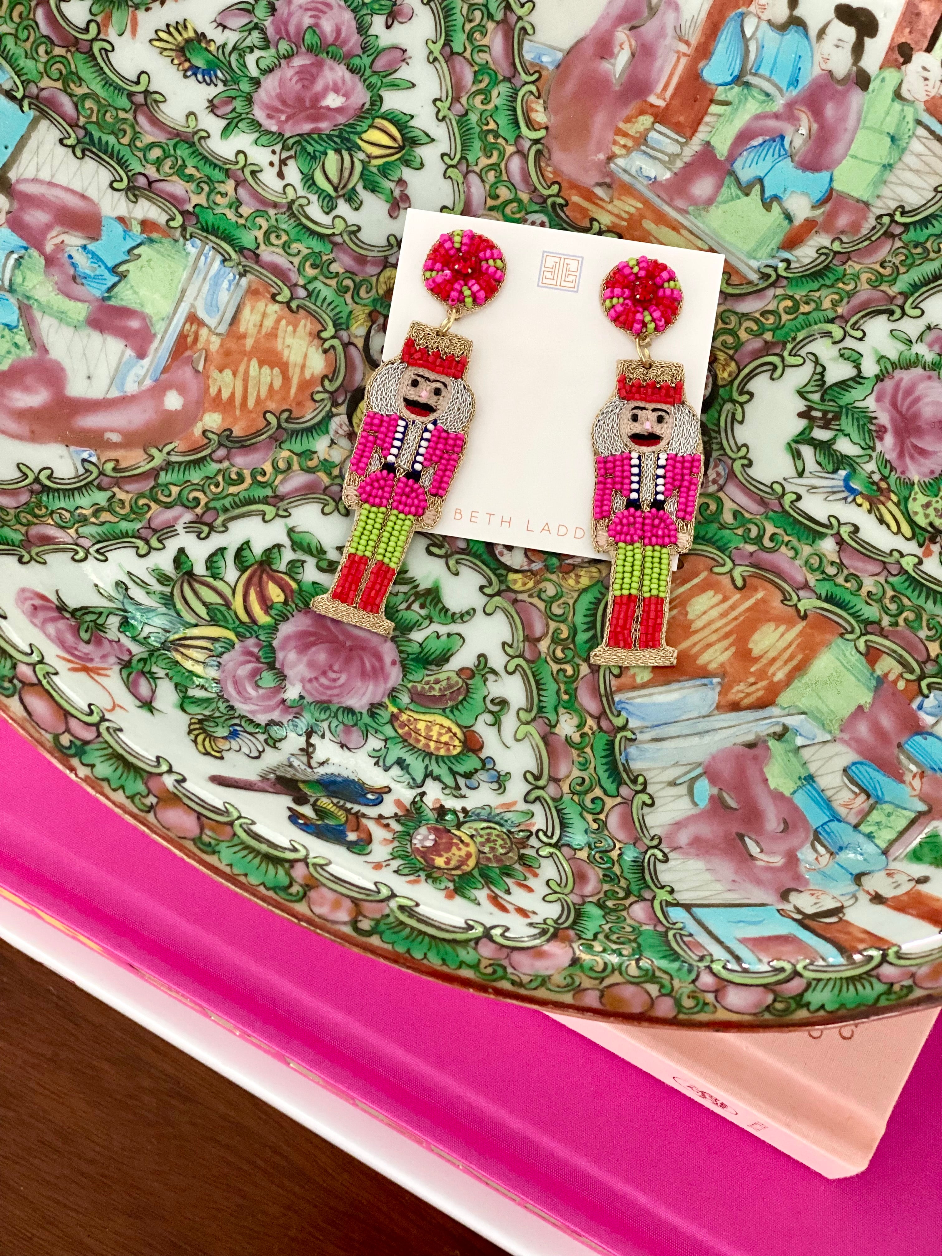 Nutcracker Earrings in Pink/Red/Green