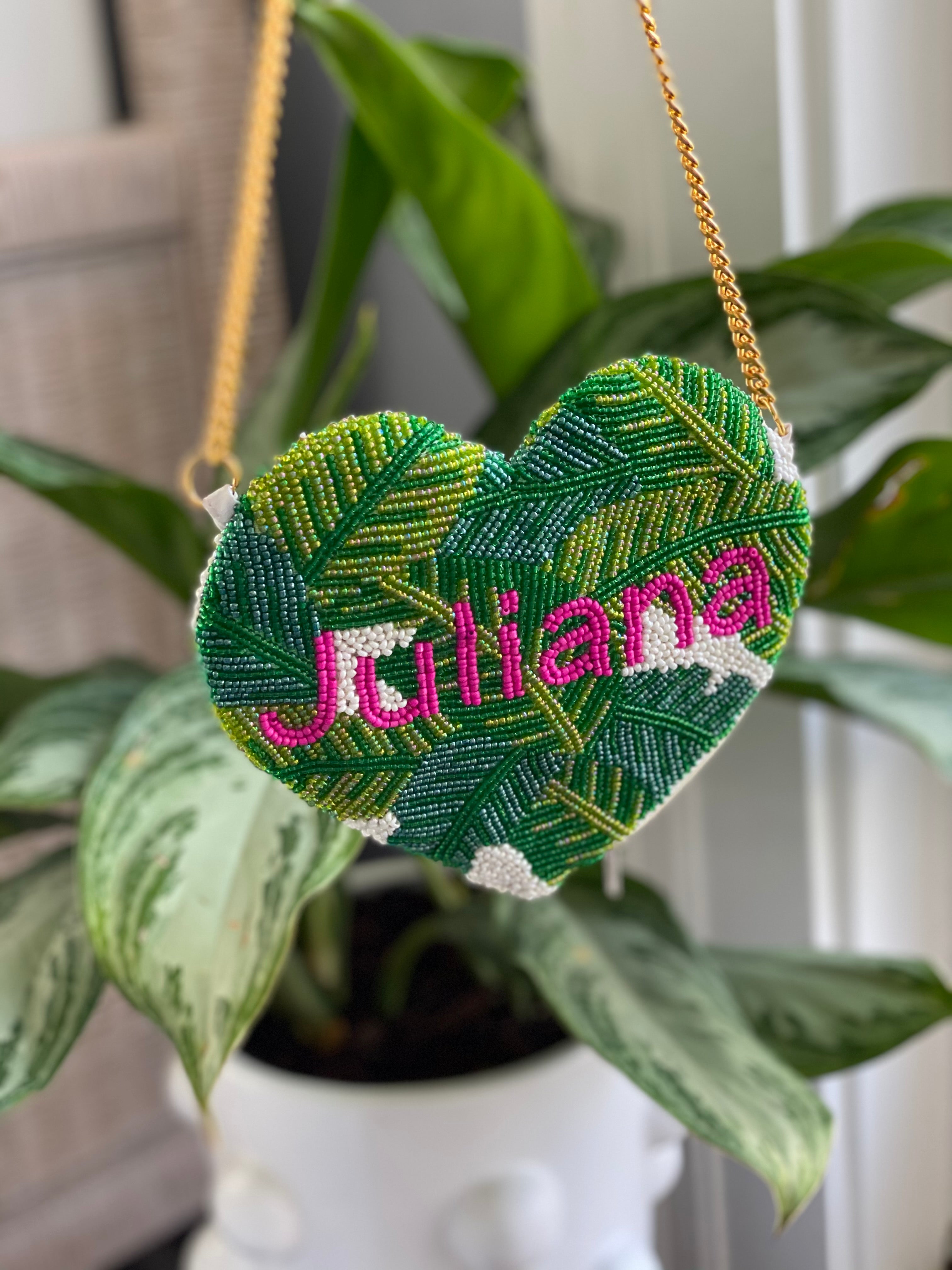 Custom Palm Leaf Heart Bag