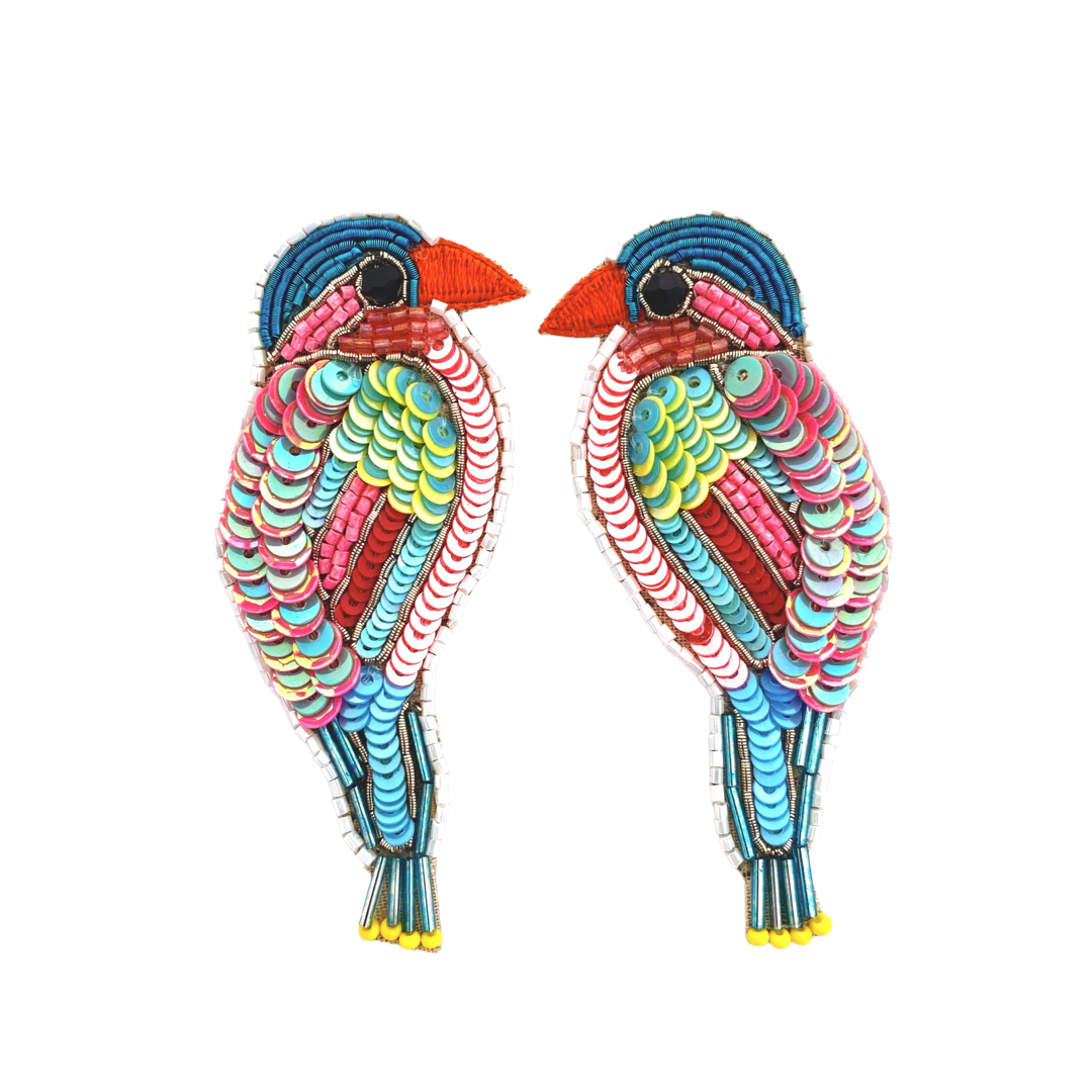 Tropical Bird Earrings in Multi