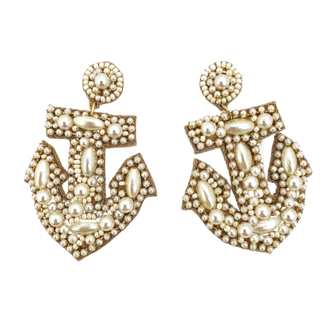 Pearl Anchor Earrings