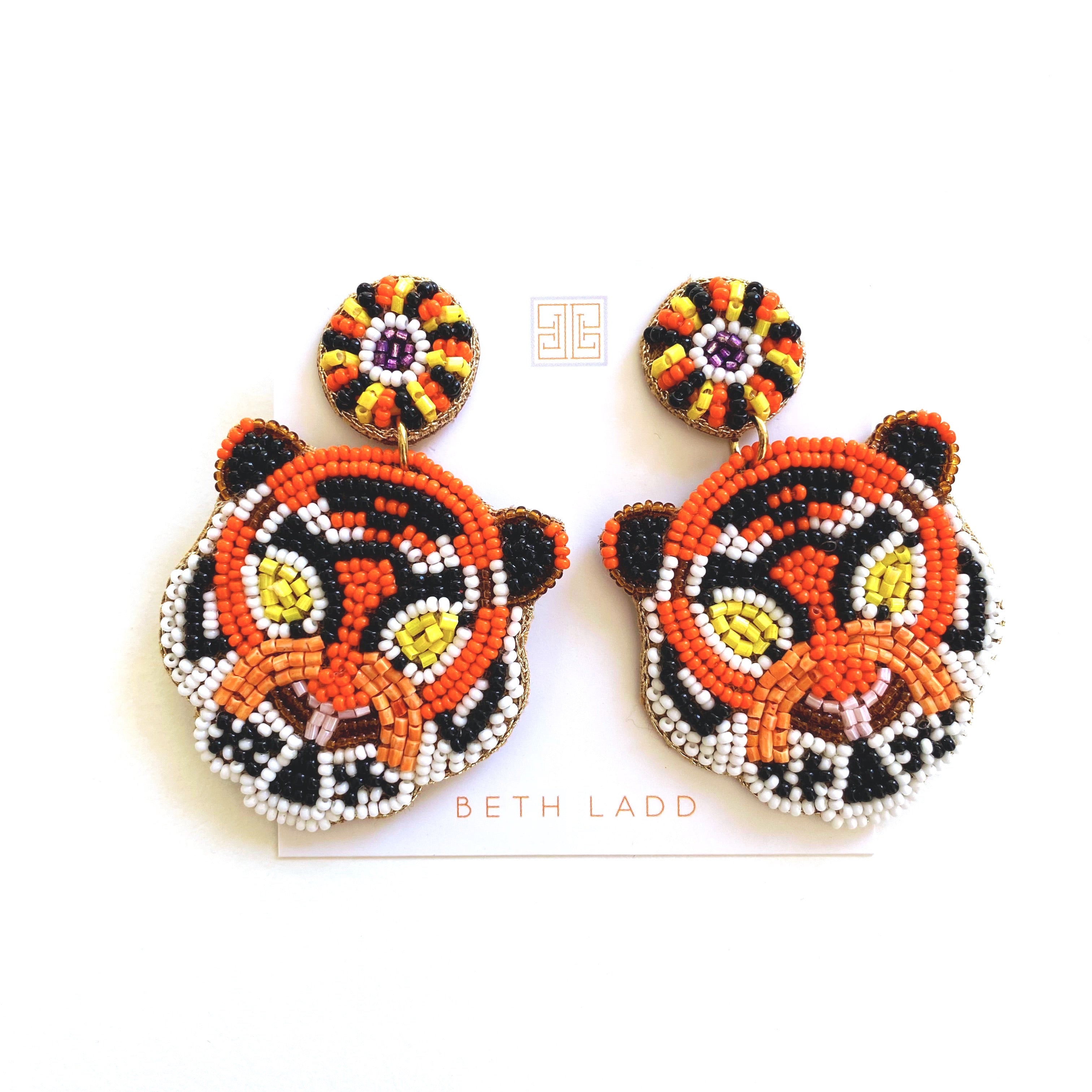 Orange Tiger Earrings