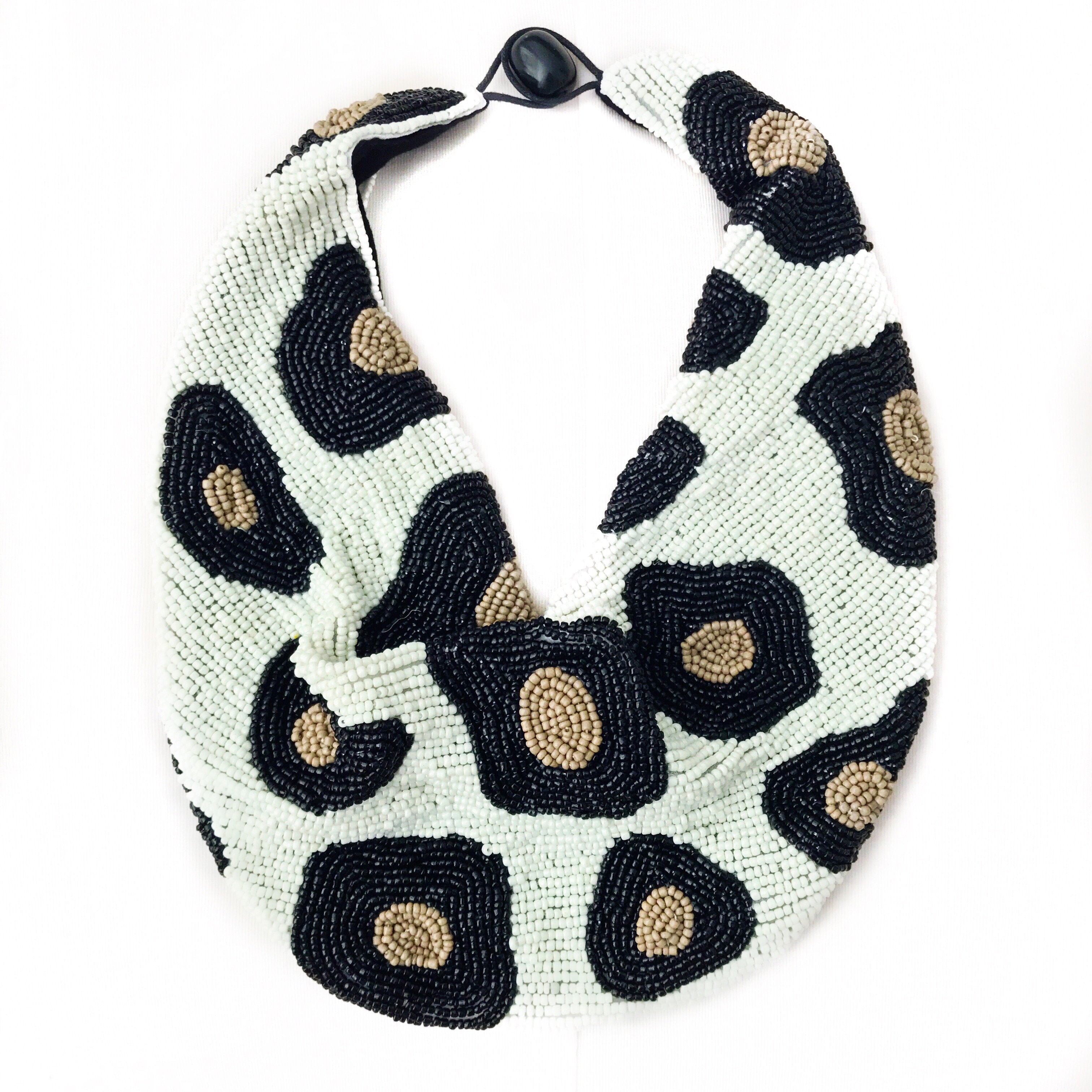 Mercer Beaded Scarf Necklace in Leopard